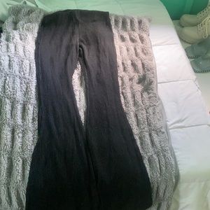 Black Ribbed Flair Pants